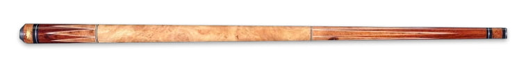 Two-tone wood retired pool cue with intricate design