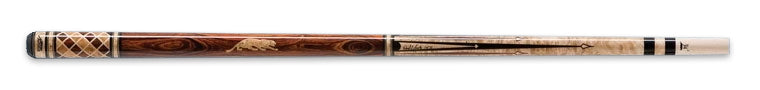 Two-tone wood pool cue with intricate design