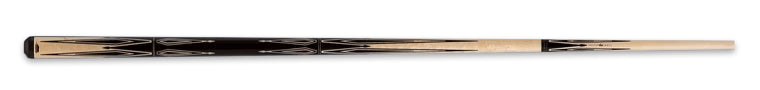 Dark and pale wood pool cue with intricate design