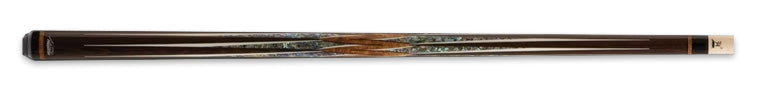 Dark brown wood pool cue with opalescent accents