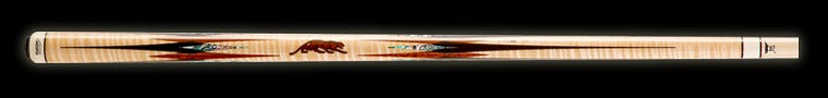 Light wood pool cue with dark and medium wood accents