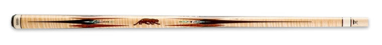 Light wood pool cue with dark and medium wood accents