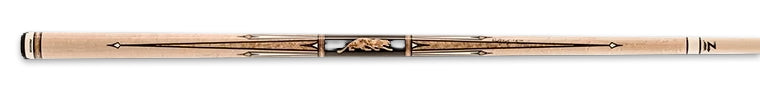 Light wood pool cue with black and darker wood accents