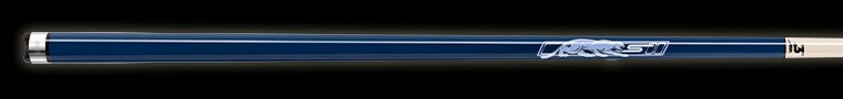 Glossy navy blue pool cue with blue panther logo 