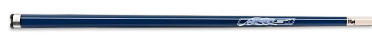 Glossy navy blue pool cue with blue panther logo 