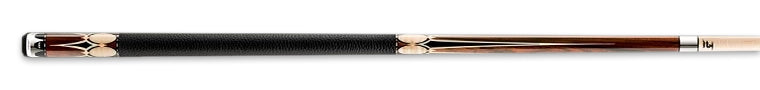 Black and light brown pool cue with dark brown accents