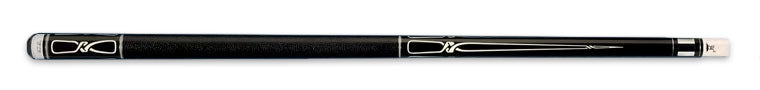 Black pool cue with intricate white detailing